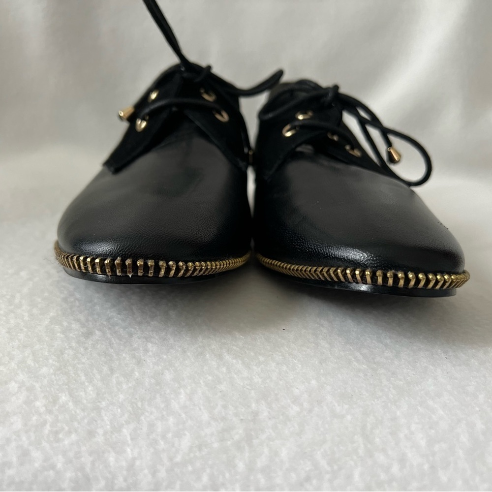 Adrianna Papell Size 8 1/2 Leather Black Lace-Up Loafer with Zippered Accent - Picture 10 of 15